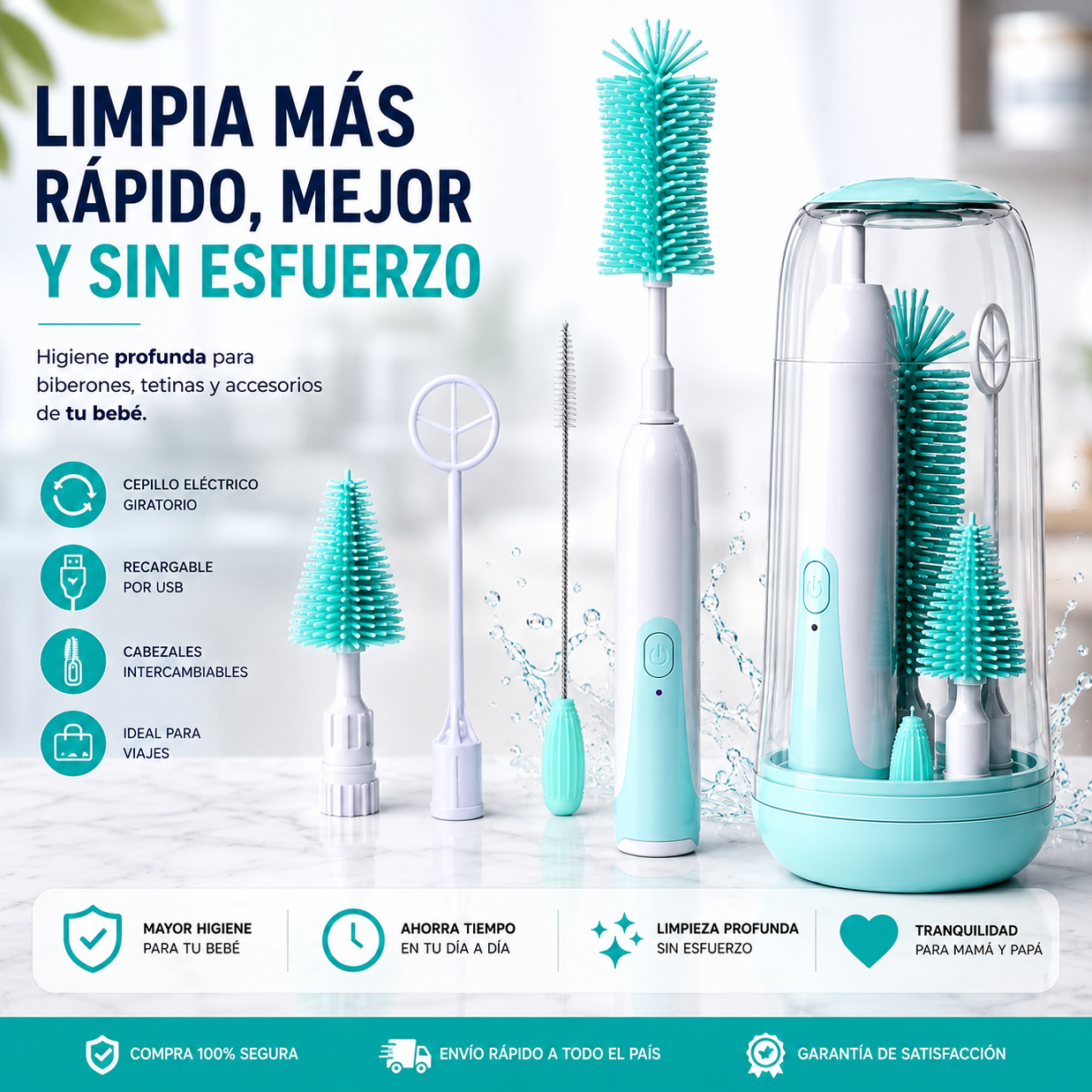 BabyClean Pro™ Sistema Inteligente de Limpieza para Biberones