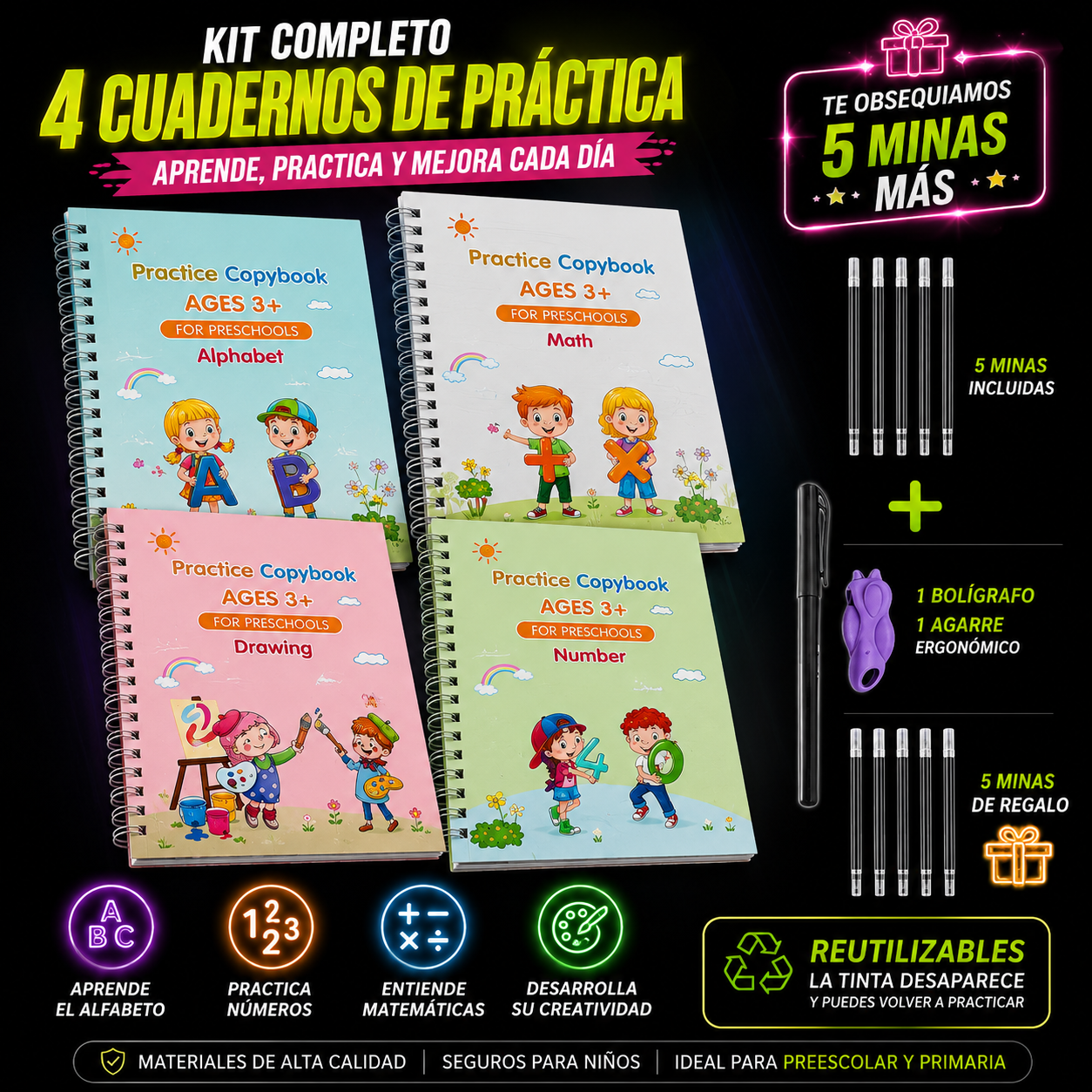 MagicWrite Kids™ | Kit de Práctica Reutilizable
