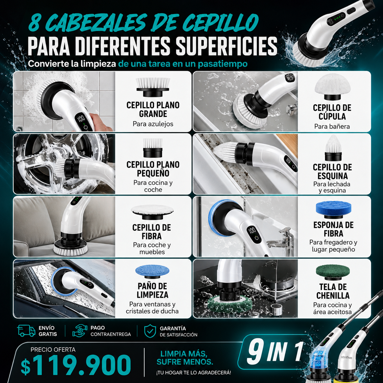 TurboClean Pro™ | Limpiador Eléctrico 9 en 1